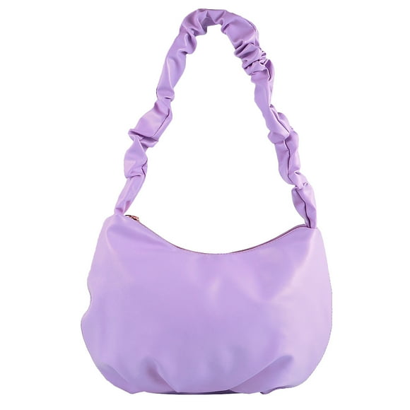Pleated Design Shoulder Bag Fashion Zipper Tote Storage Bag Creative Storage Pouch All-match Handbag (Purple)