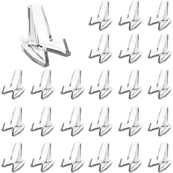 OnFireGuy 25pcs Coin Display Easels | 1.5' Small Clear Acrylic Easels for Cards & Badge