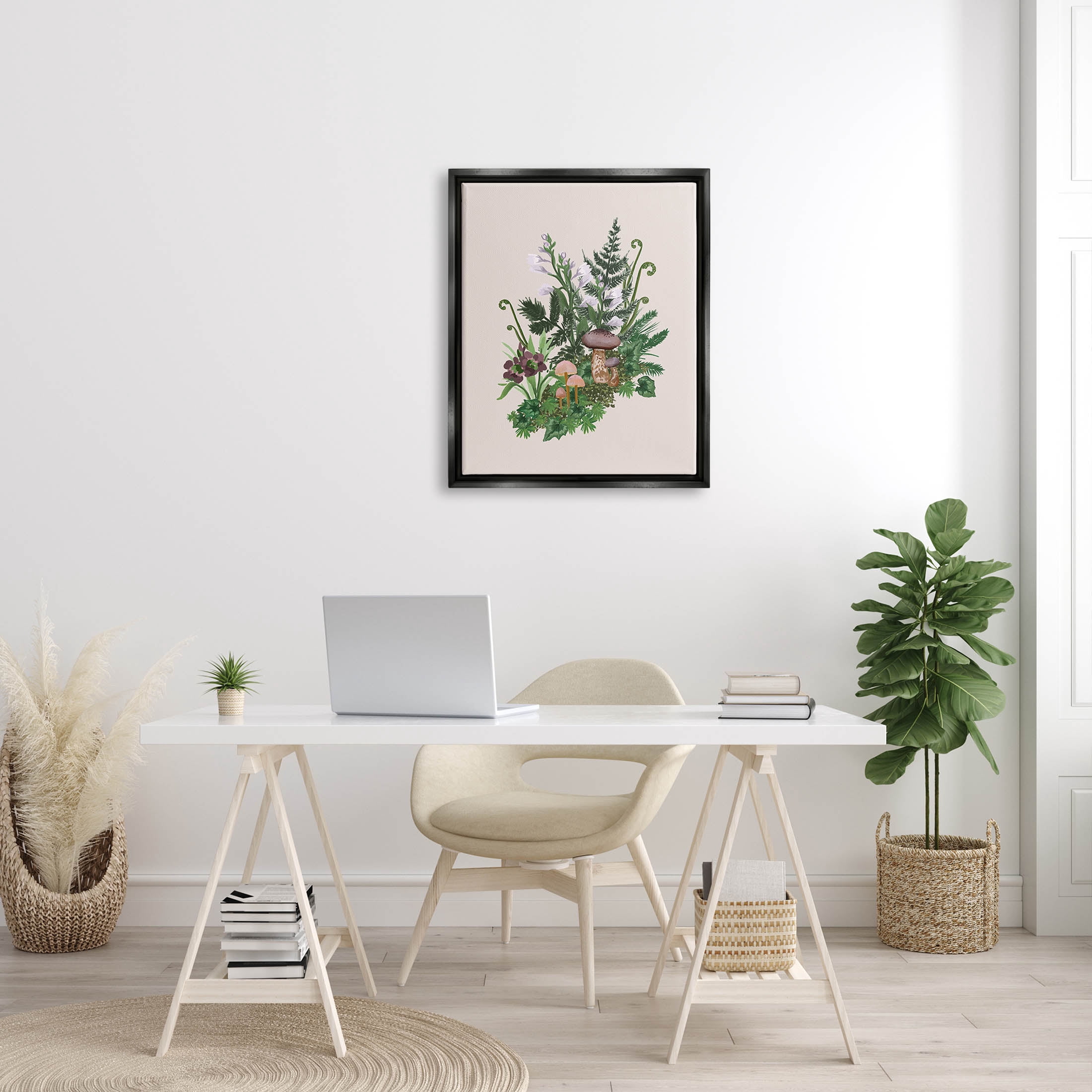 Woodland Botanical Sprouting Ferns Botanical & Floral Graphic Art Jet Black Framed Art Print Wall Art