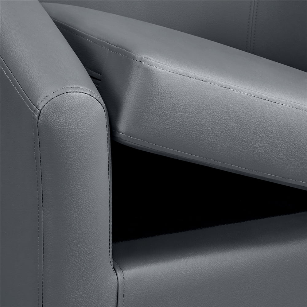 Renwick Faux Leather Living Room Barrel Accent Club Chair, Dark Gray  (图3)