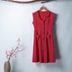 thumbnail image 5 of Vestido de lino de algodón de verano para mujer, vestido vintage casual sin mangas con cuello en V Eccomum Rojo/XX-grande, 5 of 7