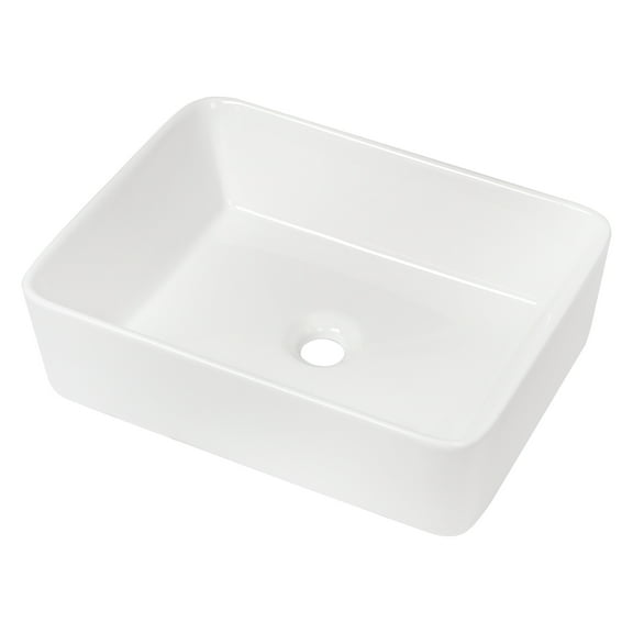19"×15" White Ceramic Rectangular Vessel Bathroom Sink