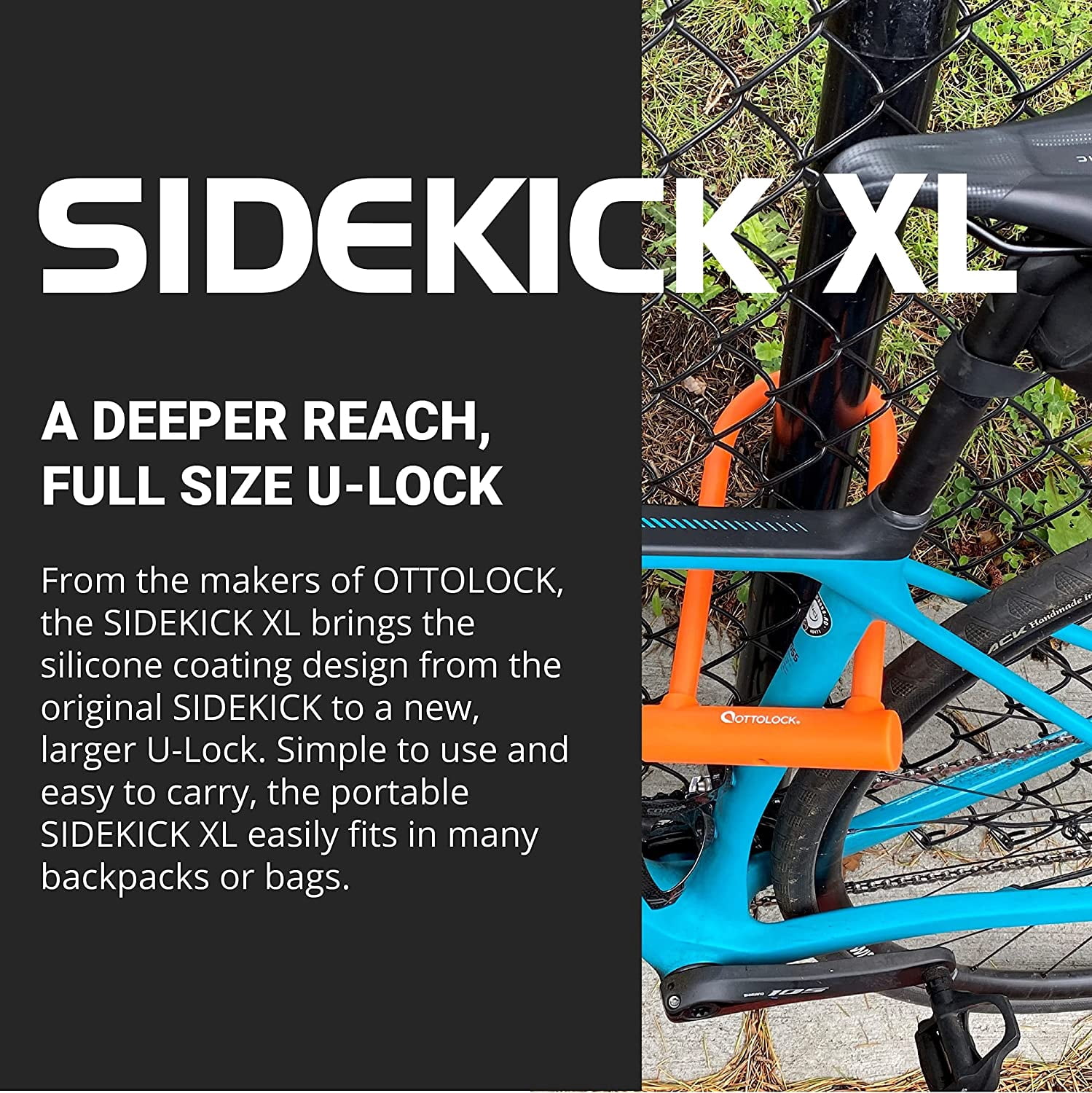 Compact U-Lock and Cable Bundle - Heavy Duty Anti Theft Bicycle U-Lock with Keys, Silicone-Coated, Bike Accessories, Orange