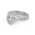 thumbnail image 3 of AFFY Halo Engagement Ring With Curved Band Bridal Set Ring for Women, 4.5x3.5mm Oval and Round cut Lab Created Moissanite Ring in 14K White Gold Over Sterling Silver Size-6.5, 3 of 6