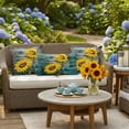 thumbnail image 6 of Outdoor Pillow Cover Sunflower Watercolor Set of 2 Waterproof Throw Pillowcases Rustic Floral Wood Grain Decorative Patio Furniture Pillows for Couch Garden Indoor & Outdoor Use, 6 of 9