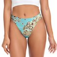 thumbnail image 1 of Balery World Travel Line Icons Map Tangas de Algodón para Mujer con Estampado – Ropa Interior Sexy, Transpirable, G-string-4X-Large, 1 of 1