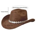 thumbnail image 5 of RUINIXCW Cowboy Cowgirl Hat For Women Men Western Hats Rhinestone Cowboy Hat Wide Brim Cow Girl Rodeo Hat Felt Jazz Cap For Rodeo Party, 5 of 9