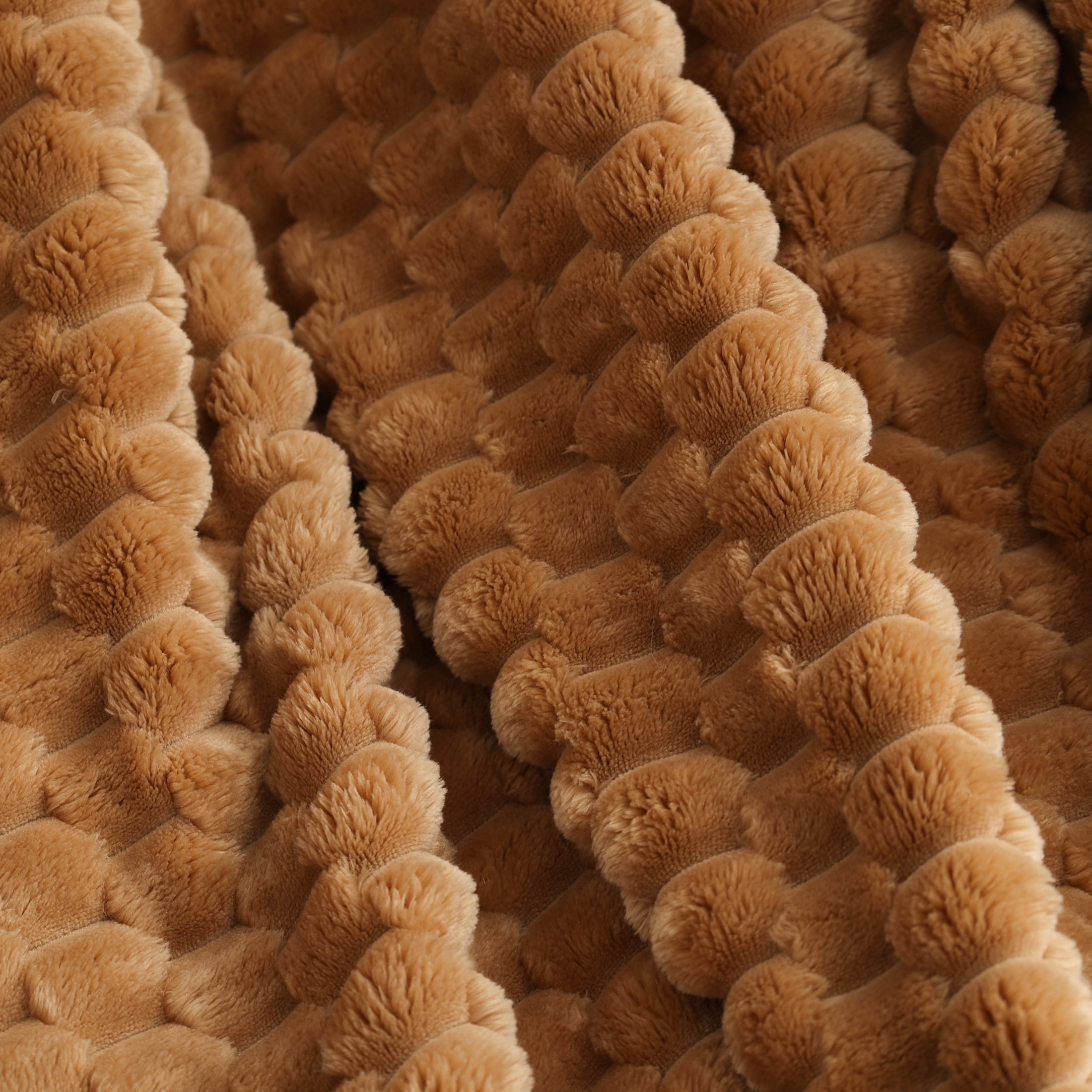 Better Homes & Gardens Textured Velvet Plush Oversized Throw Blanket in Dark Caramel
