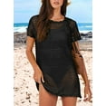 thumbnail image 4 of DAKIMOE Women Swimsuit Cover Up Crochet Summer Outfits Swimwear Short Sleeve Knit Bathing Suit Cover UP Beach Dress, 4 of 7