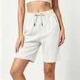 thumbnail image 7 of Summer Athletic Shorts for Women Drawstring Elastic Waist Casual Shorts Soft Cotton Knee Length Shorts with Pocket Summer Outdoor Short Pants Loose Comfort Short Bottoms, 7 of 7