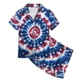 thumbnail image 4 of Gubotare Toddler Summer Pajamas Short Sleeve with Plaid Shorts Cute Sleepwear Teen Girl Cartoon Sleep Tee Summer Lounge Pj Set (Blue,Size 2-3 Years), 4 of 4