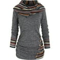 thumbnail image 3 of Women's 2023 Hoodie Ethnic Graphic Pullover Sweater Long Sleeve Sweatshirt Shirts Vintage Casual Tops  Stripe Splicing Button Decor Hoodie Knit Tops, 3 of 4