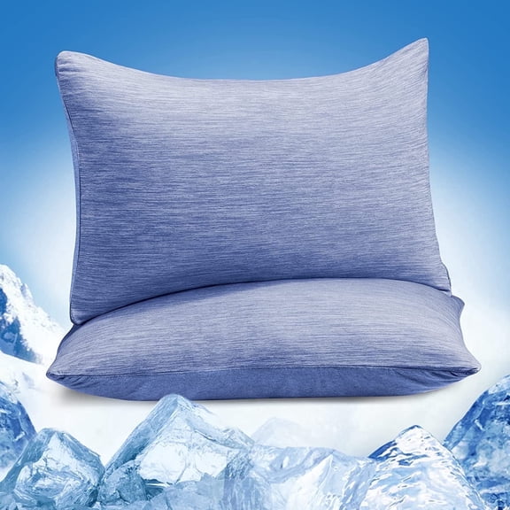 Aship Arc-Chill Cooling Pillow Cases, Q-Max >0.45 Jade-Infused Dual-Sided Summer Cooling Pillowcase, Smoother Skin & Frizz-Free Hair, Hidden Zipper, Machine Washable, Standard 20''x26'', 2 Pack Blue