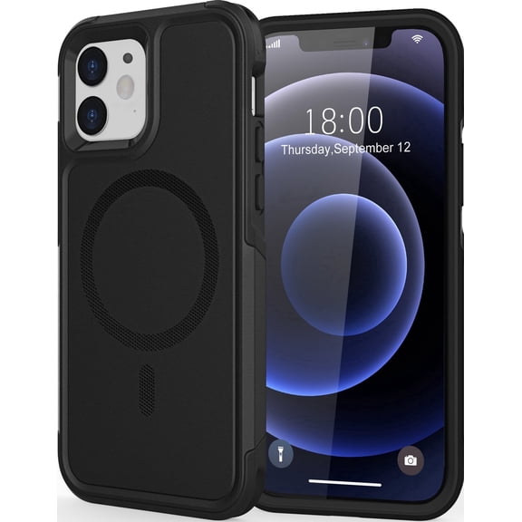 Diverbox Compatible for iPhone 12/12 Pro Case, 2 in 1 With Magnetic Shockproof DropProof Protective Phone Case - Black