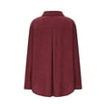 thumbnail image 5 of RYRJJ Women's Corduroy Button Down Shirts Dressy Casual Long Sleeve Collared Blouses Fall Trendy Tops with Pocket(Wine,S), 5 of 6