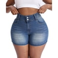 thumbnail image 5 of Gocolloa Plus Size Jean Shorts for Curvy Women Stretchy 3.5" Inseam Comfort High Waisted Denim Shorts Royal Blue 22W, 5 of 6