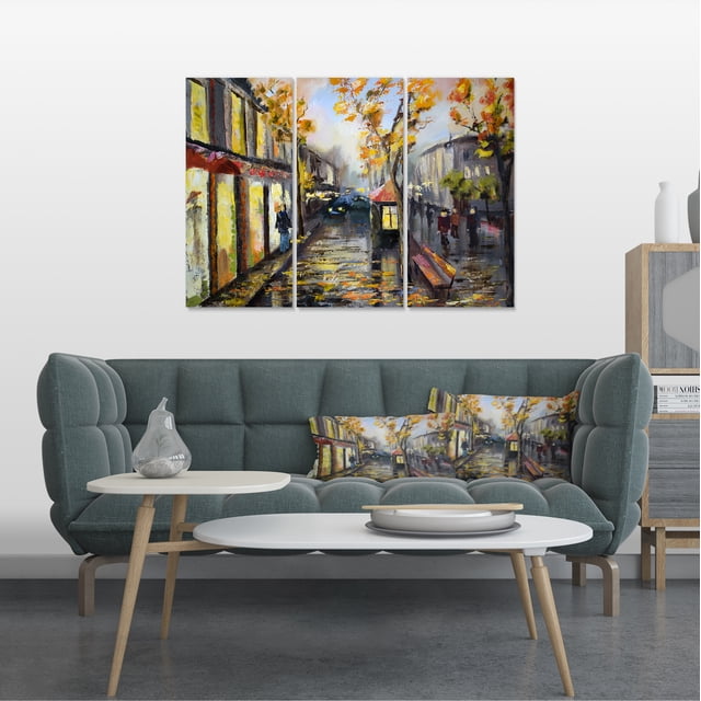 City en Abat-Jour Jaune - Impression sur Toile Paysage Moderne