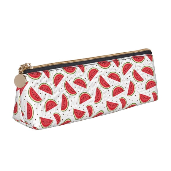 Naloa Watermelon Print Leather Pencil Case - Portable Big Capacity Pencil Pouch Organizer Bag Stationery Bag for Work & Office Pencil Pen Case