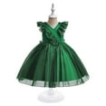 thumbnail image 2 of USNSM (3-10 Years) Girls Fashion Cute Tulle Tutu Flower Girl Birthday Dress Soft Comfy Breathable Long Dresses Green 6 Years, 2 of 5