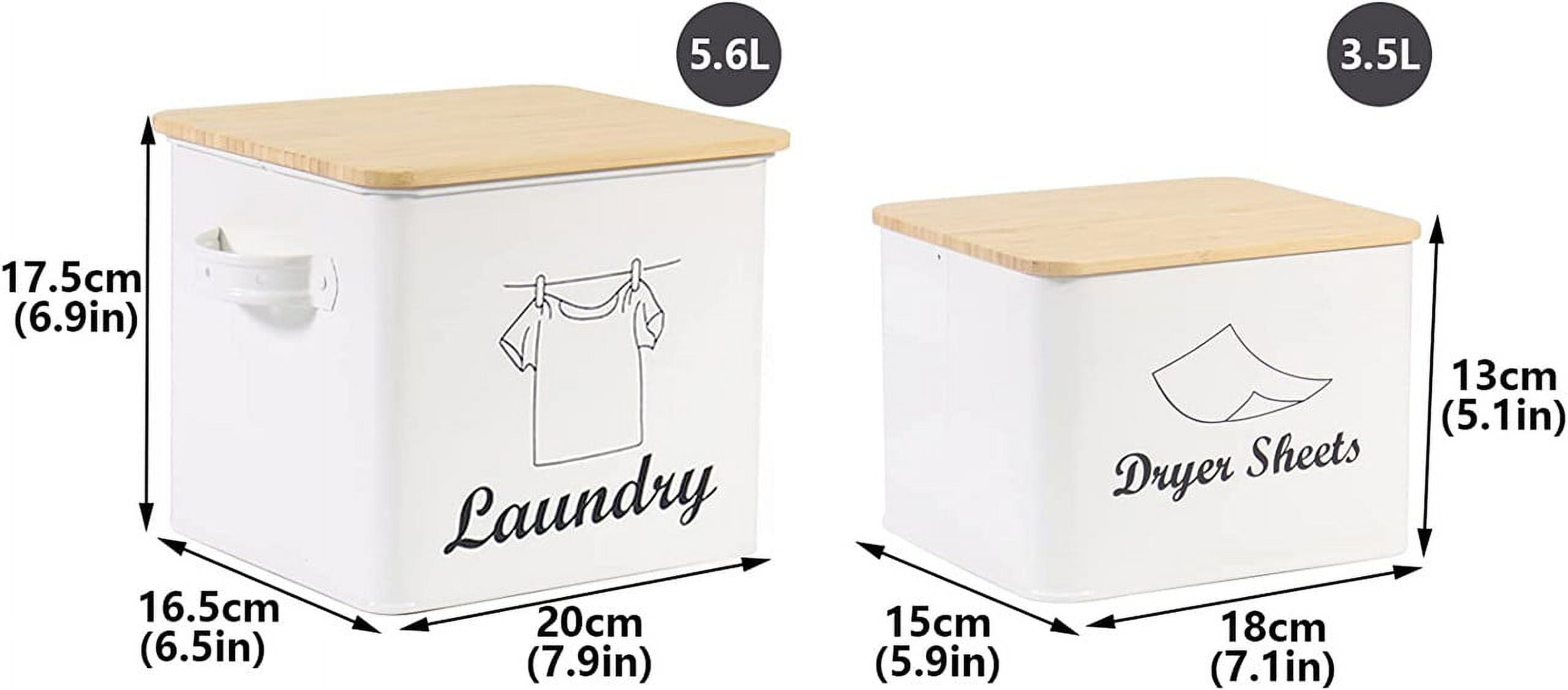 Pethiy Laundry Detergent Container for Powder, Beads, and Pods, Dryer Sheet Holder, White Laundry Canister for Bathroom Organizing and Storage