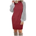 thumbnail image 2 of TopLLC Longues Robe à Manches à Col Rond Mode Femmes Chandail à Manches Longues Patchwork Décontracté Robe Chandail à Col 0 Robe Femmes, 2 of 5