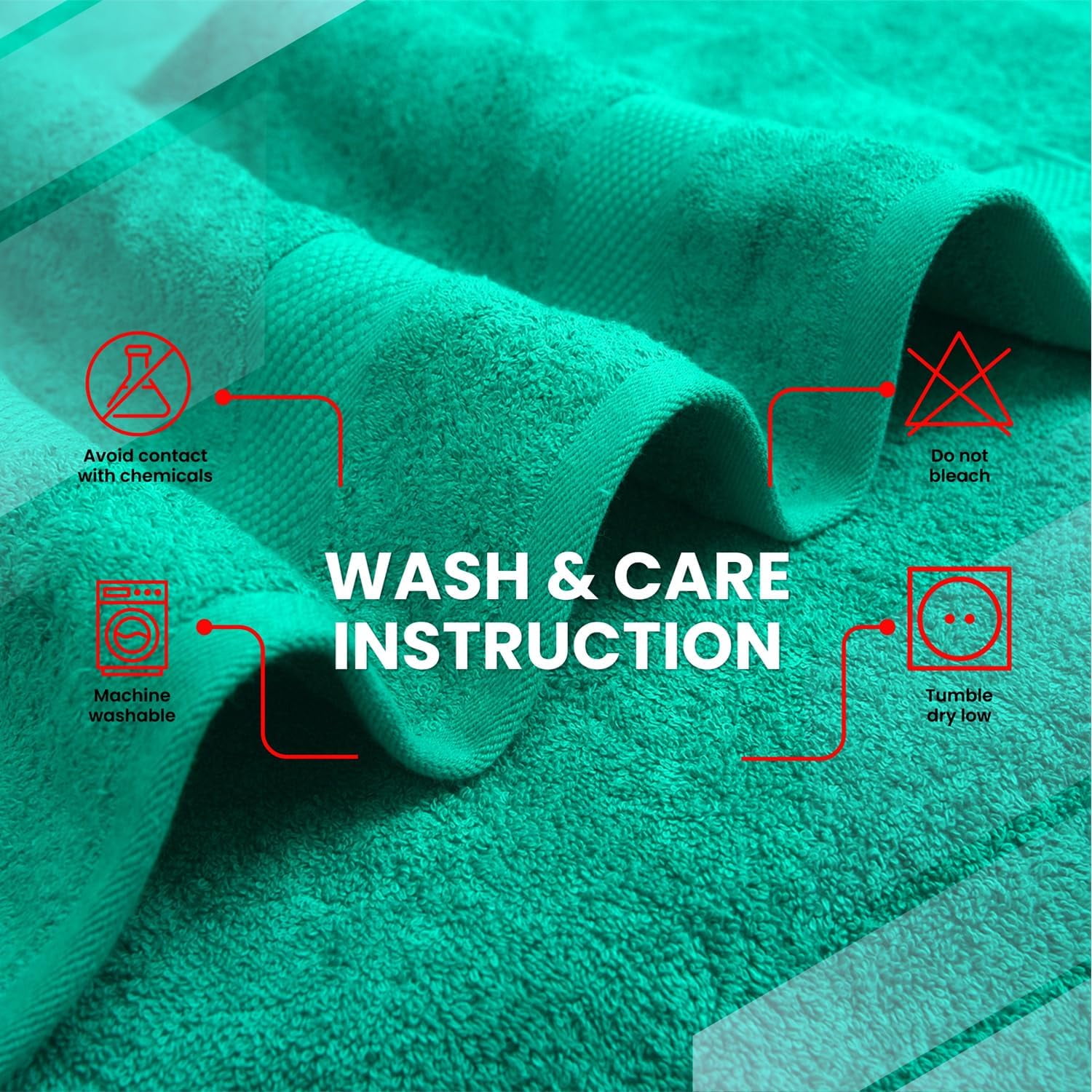 Infinitee Xclusives Premium Green Bath Towels - Pack of 4 - 27 x 54 inches
