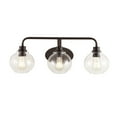 thumbnail image 2 of JONATHAN Y Sandrine 26.25" 3-Light Iron/Seeded Glass Cottage Rustic LED Vanity Light, Oil Rubbed Bronze, 2 of 6