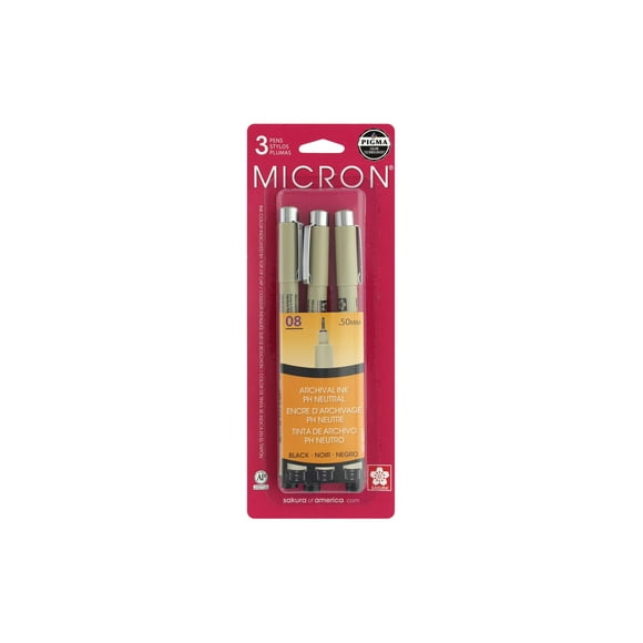 Sakura Pigma Micron Stylo St 08 Noir 3 Pcs