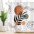 thumbnail image 6 of Abstract Boho Leaf Shower Curtains, Weighted Bottom White Green Terracotta Modern Minimalist Geometric Sun Curve Mid Century Fabric Bathroom Curtain Waterproof Washable with 12 Hooks,72"x72", 6 of 6