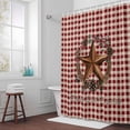 thumbnail image 6 of Farmhouse Country Shower Curtain for Bathroom Decor, Star Bless This Home Red Buffalo Plaid Waterproof Fabric Shower Curtain, 72"x78" Set with 12 Hooks, 6 of 9