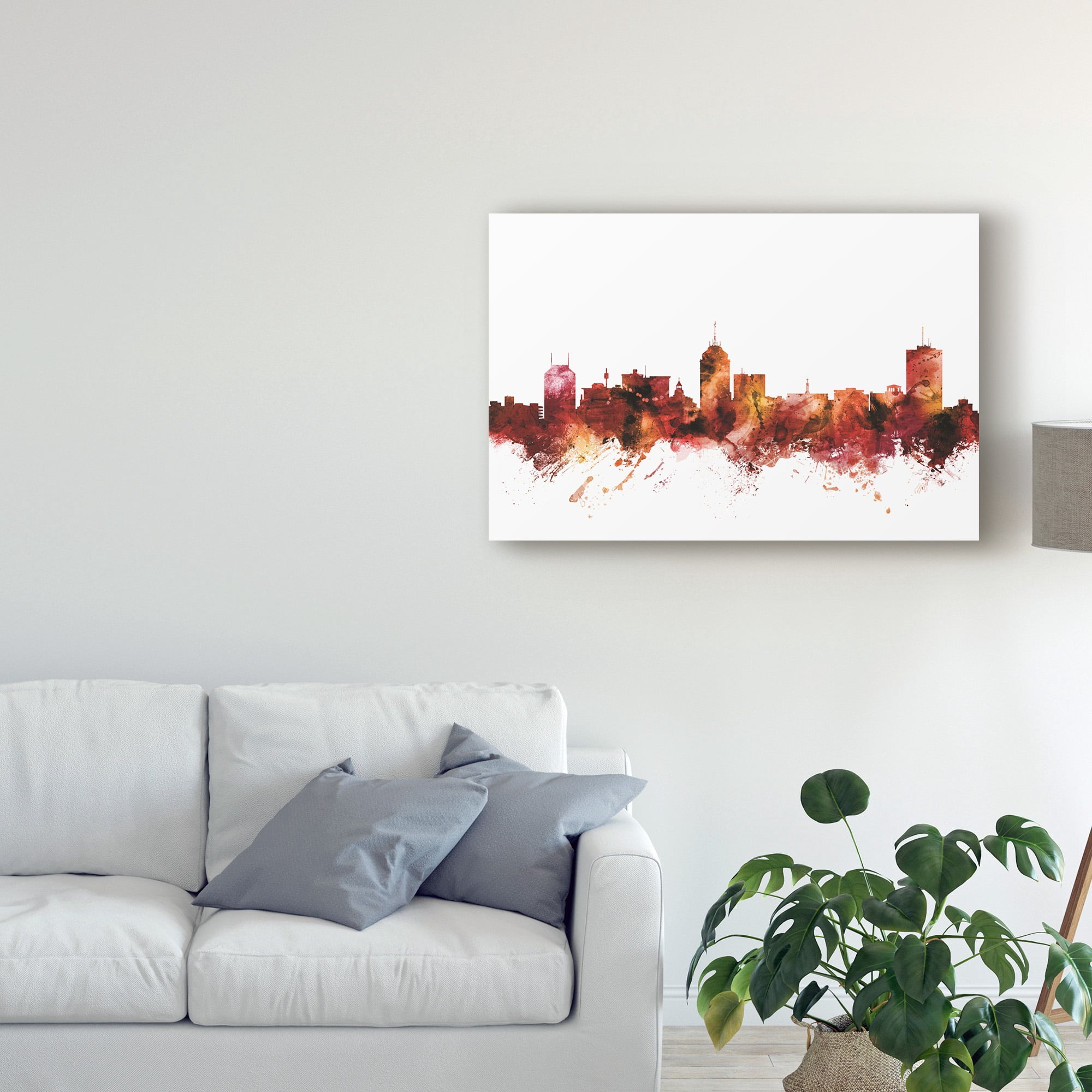 Trademark Fine Art 'Fresno California Skyline Red' Canvas Art by Michael Tompsett