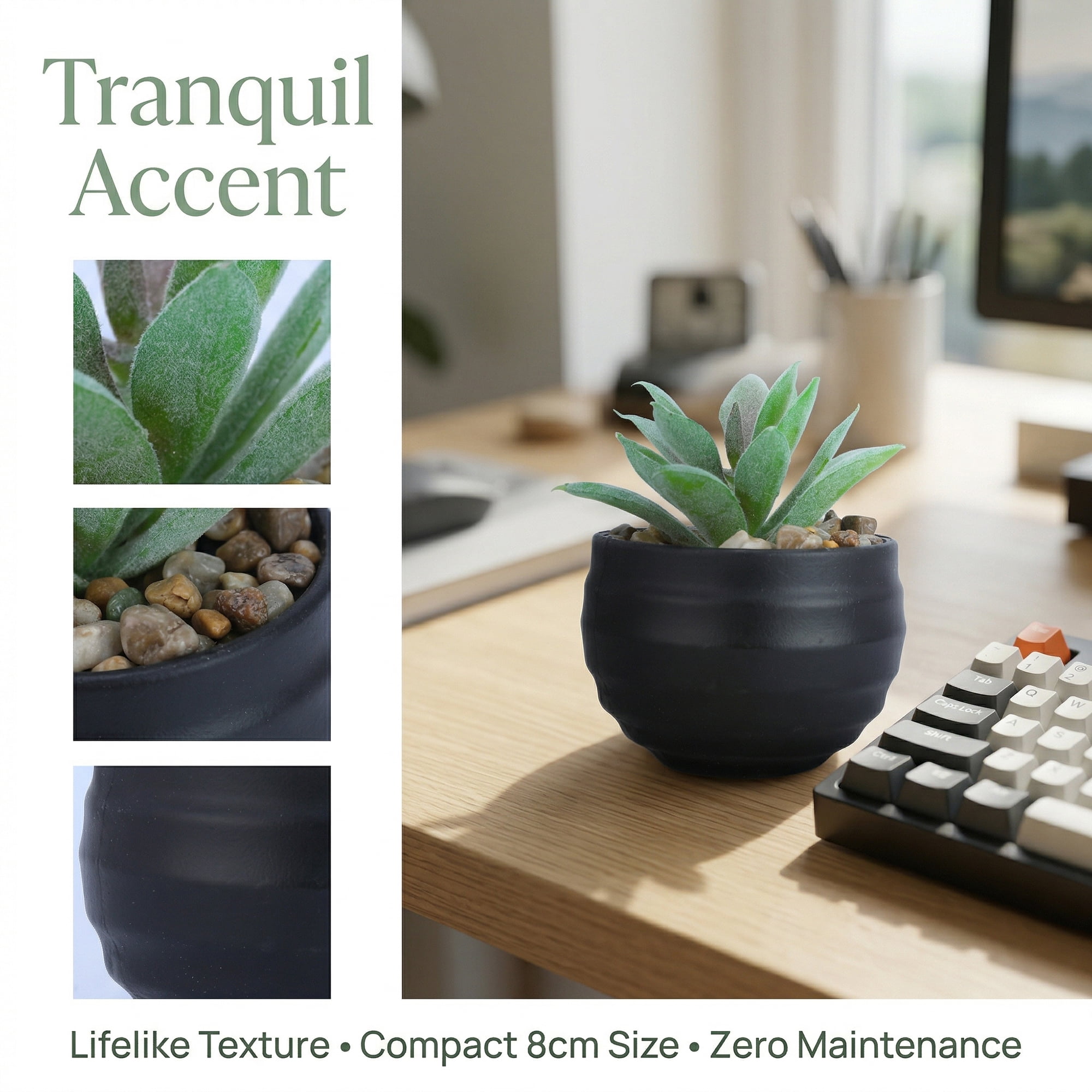 Unique Bargains Gothic Artificial Succulent Faux Greenery Purple Tip Green 3.14in