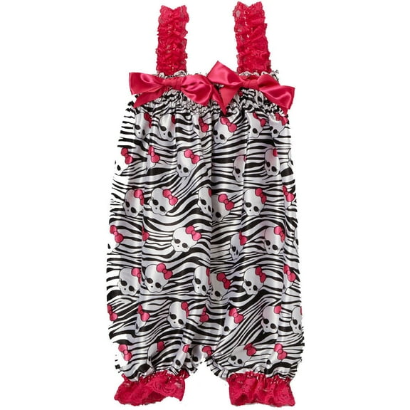 Wenchoice Hot Pink & Black Skull Bubble Romper Girl's M(12M-24M)
