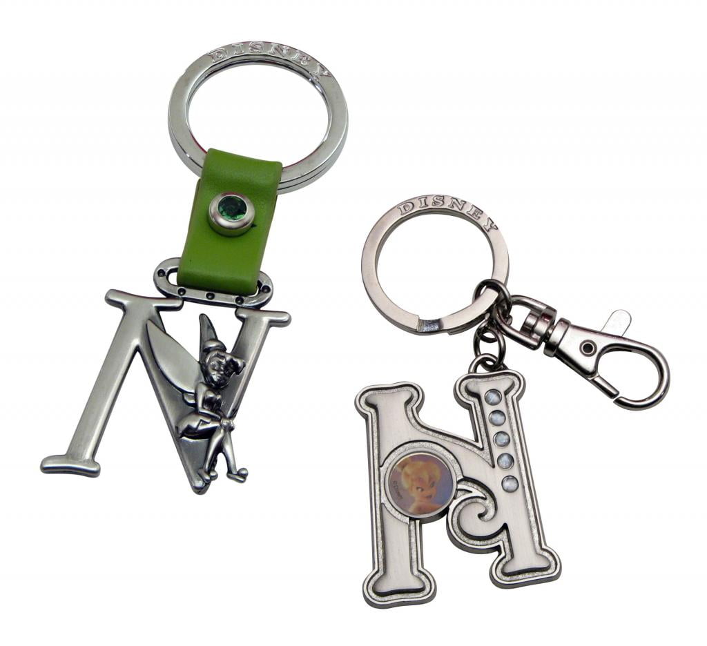 Bundle 2 Items Tinker Bell Letter N Pewter Keychains