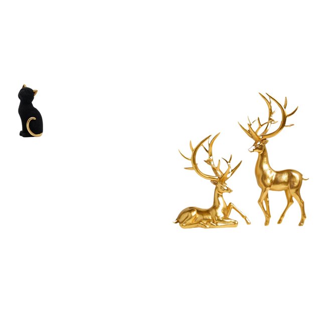 Figura de escritorio,Estatua de gato,linda estantería,escritorio,decoración del hogar,Estatua de escultura de ciervo,Estatuas de ciervos en pareja para decorar la entrada del hogar.,Figuras