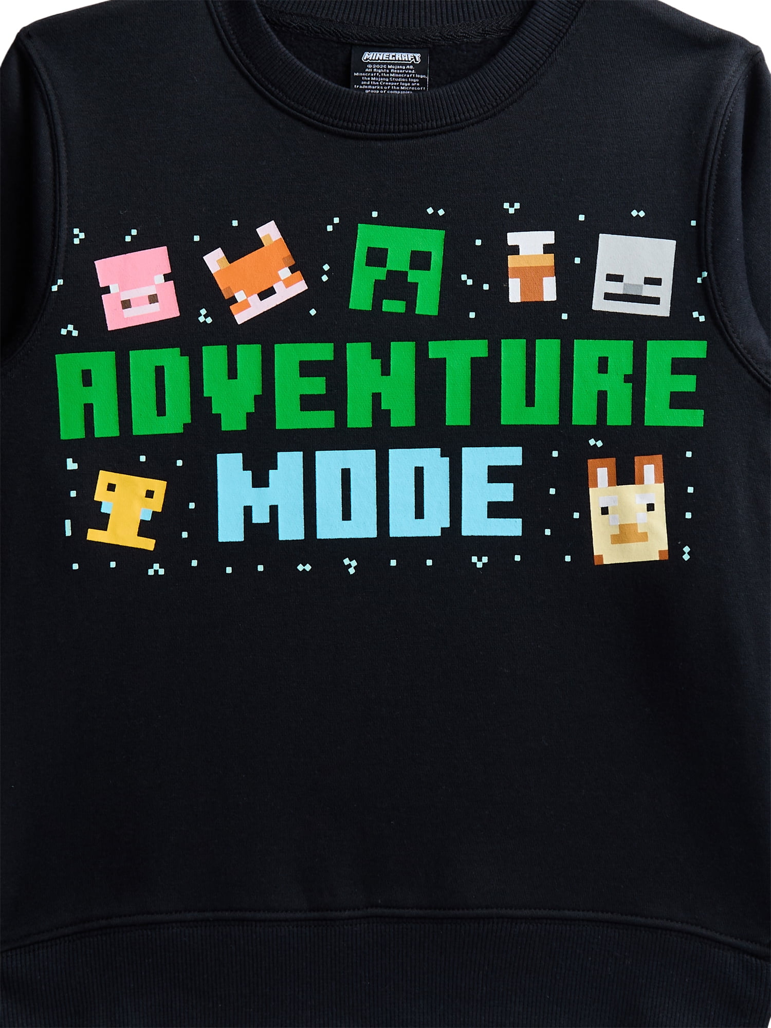 Minecraft Boys Graphic Crew Fleece Sweatshirt with Long Sleeves, Sizes XS-2XL