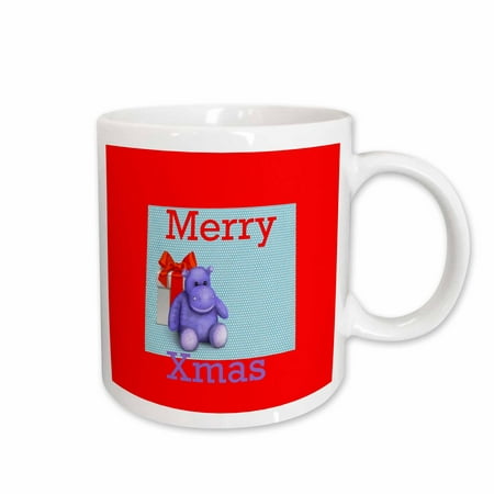 3dRose Image of Toy Hippo Says Merry Xmas In Red And Purple - Ceramic Mug, (Best Way To Say Merry Christmas)