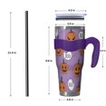 thumbnail image 4 of 40oz Tumbler,Purple Halloween Pumpkins with Boo Insulated Tumblers with Removable Handle,Stainless Steel Double Vacuum Coffee Tumbler Cup with Straw for Home,Office,Travel,Party, 4 of 5