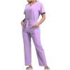 thumbnail image 7 of Nmnitkp Nurse Uniforms Women Set,Natural Uniforms Women's Cool Stretch V-Neck Top and Cargo Pant Scrub Set with Regular and Small Sizes Purple,M, 7 of 7
