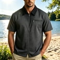 thumbnail image 2 of hotojiny Men's Athletic Shirt Short Sleeve Full Zip Daily Shirt Lightweight Collared Workout Gym T-Shirt for Fishing(Dark Gray,XX-Large), 2 of 5
