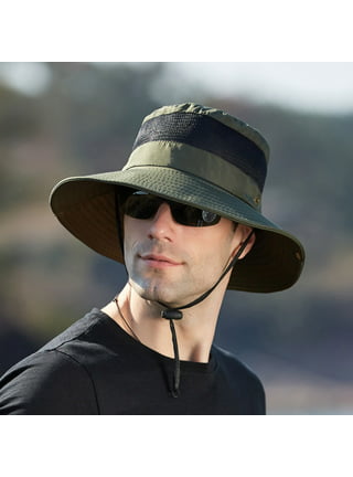 Men‘s Bucket Hat with String Casual Fisherman Cap Large Brim Foldable Sun  Hat