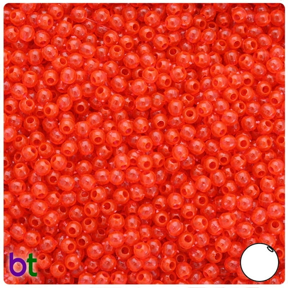 BeadTin Fire Red Transparent 4mm Round Plastic Beads (1000pcs)
