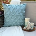 thumbnail image 2 of Toss Pillow Cover, Blue 14"x14" (35x35 cm) Cushion Cover, Satin Textured & Pintucks Throw Pillow Cover&nbsp;For Sofa, Solid Color Pattern Modern Style - Sea Crunch, 2 of 12