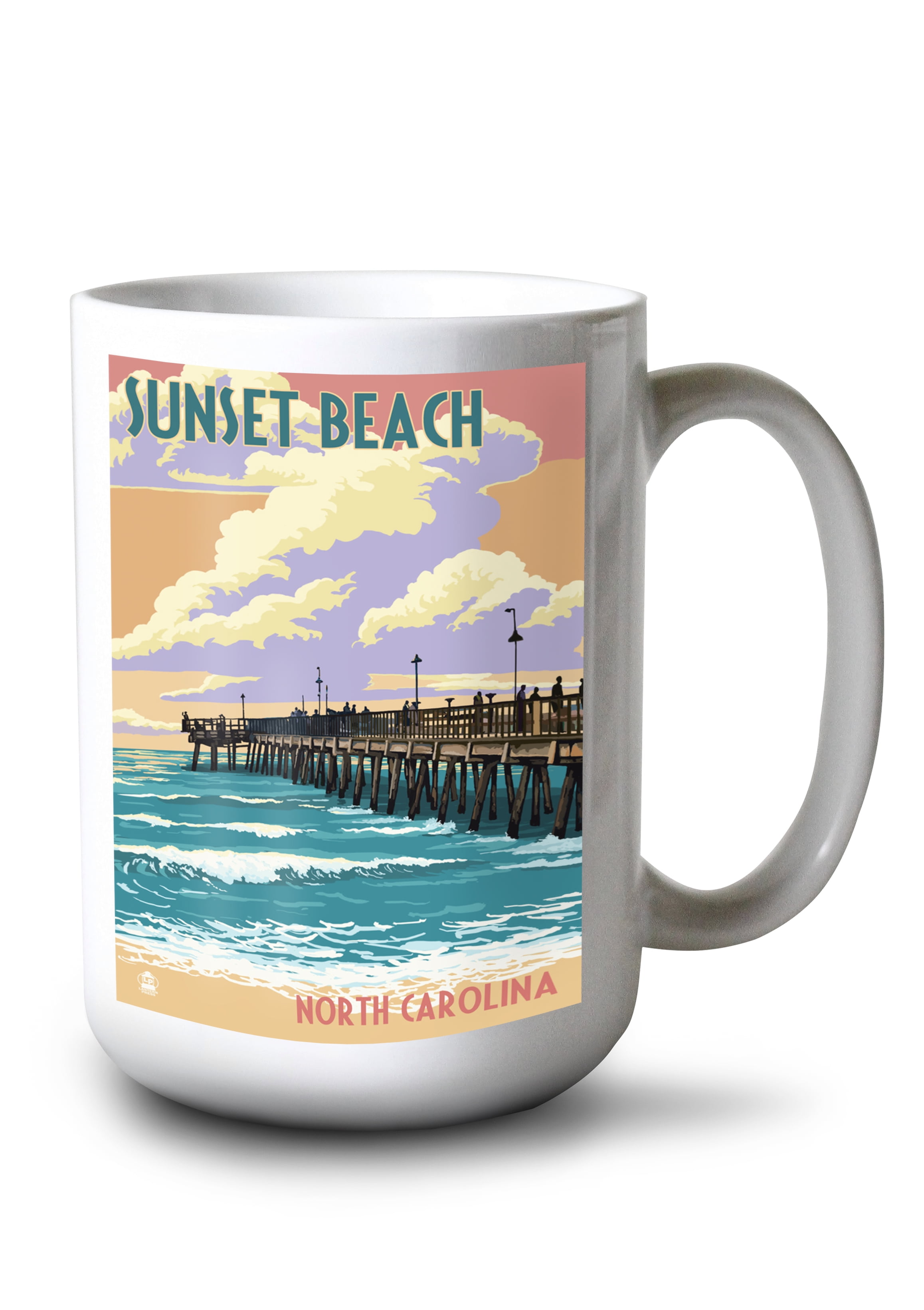 15 fl oz Ceramic Mug, Calabash, North Carolina, Sunset Beach, Pier