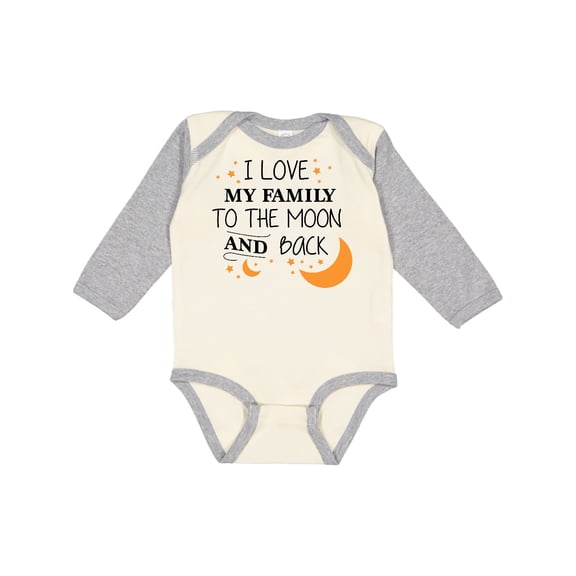 Inktastic I Love My Family to the Moon and Back Boys or Girls Long Sleeve Baby Bodysuit