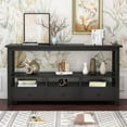 thumbnail image 2 of 3 Tier Vintage Solid Console Table with 3 Drawers and Shelves, Industrial Console Table Coffee Table for Living Room Entry Bedroom Black Color, 2 of 7