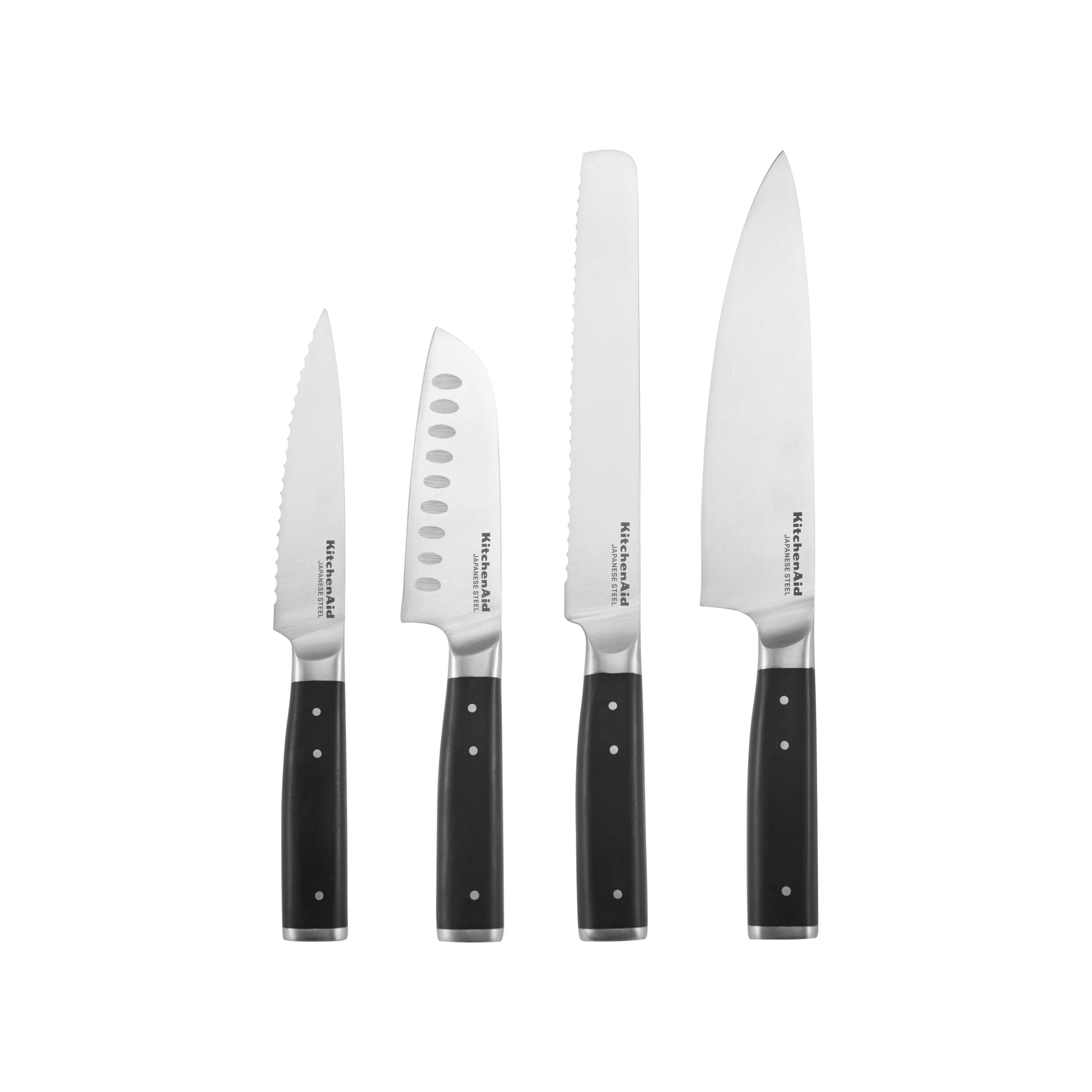 KitchenAid Gourmet 14-Piece Forged Tripe-Rivet Knife Block Set with Built-in Sharpener, Natural