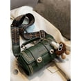thumbnail image 4 of Women's Vintage Boston Bag Top Handle Satchel Purse Wide Strap Crossbody Handbag with Pom Pom Charm, 4 of 5