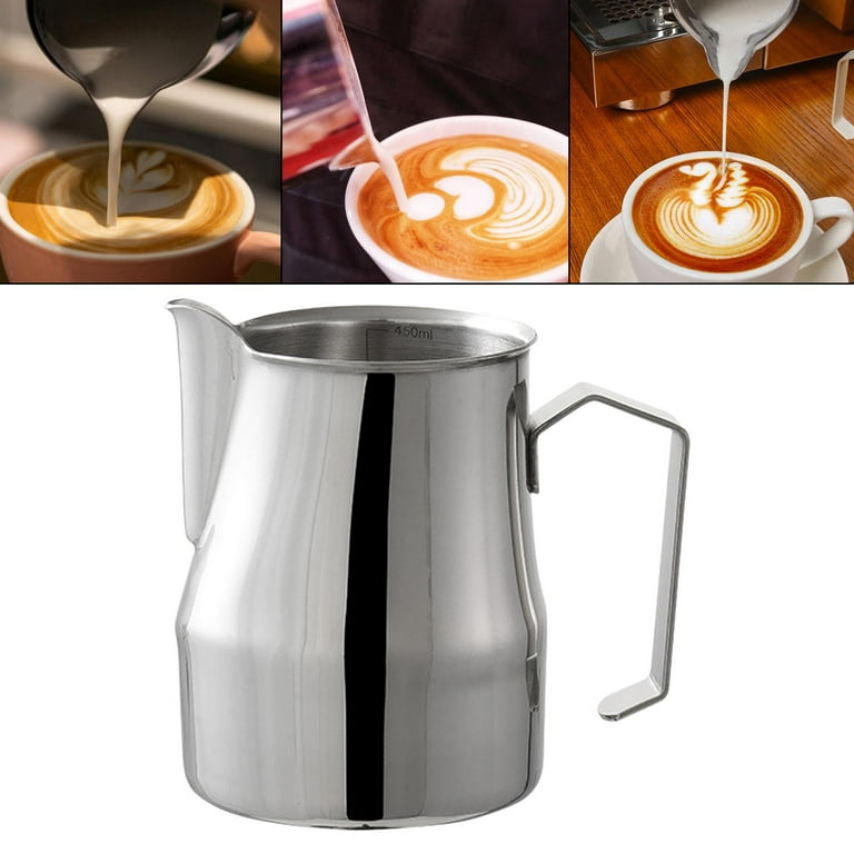EIKS Glass Milk Frothing Pitcher Mixing Cup for Coffee Espresso Cappuccino Latte Juice in Kitchen Restaurant - 500 ml (0.5 Liter, 2 Cup)