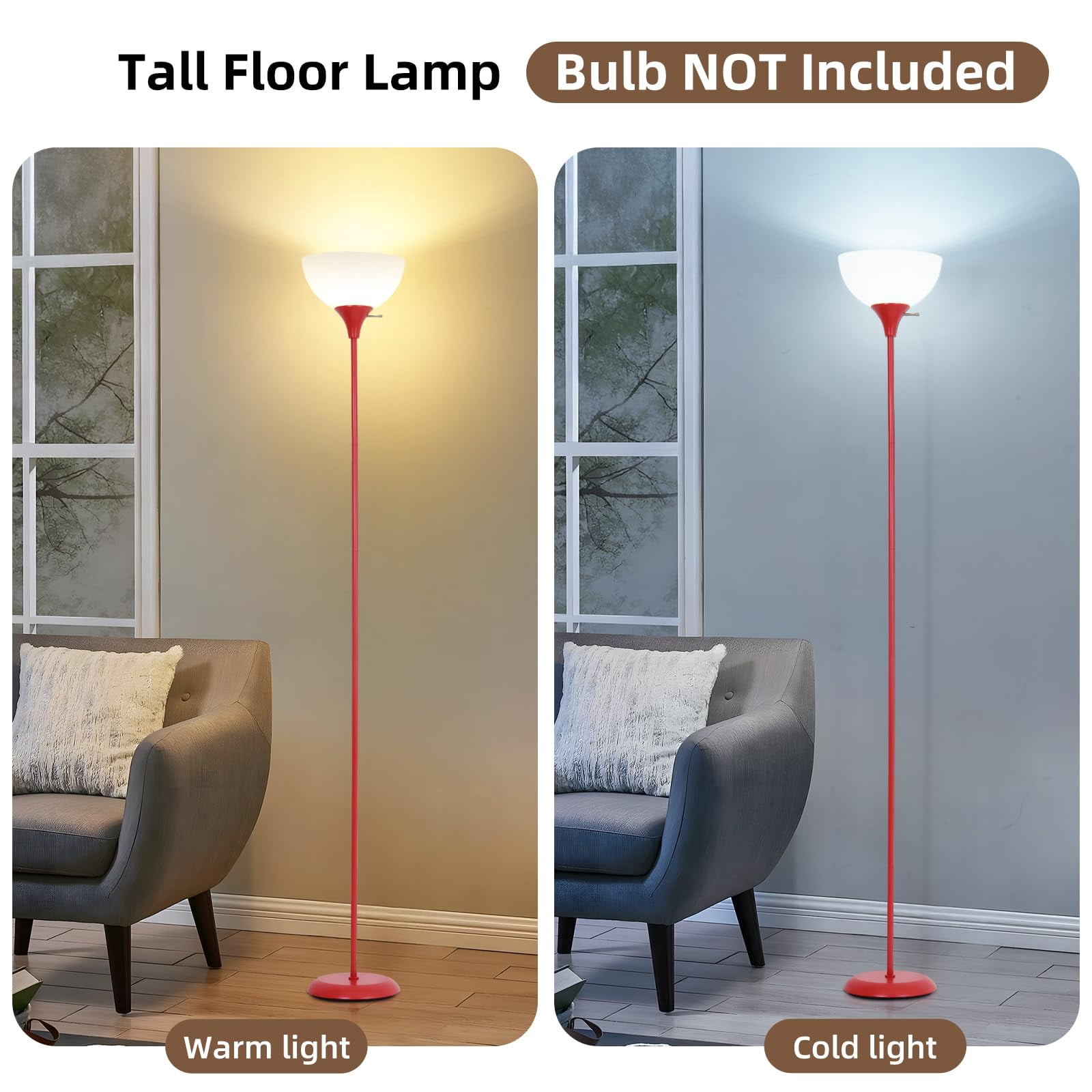 Red Floor Lamp Dimmable Standing Lamp for Living Room Bedroom Study Office Kids